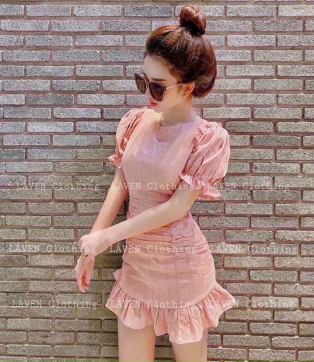 [HCM]Đầm kate ôm body phối tay búp cá tính