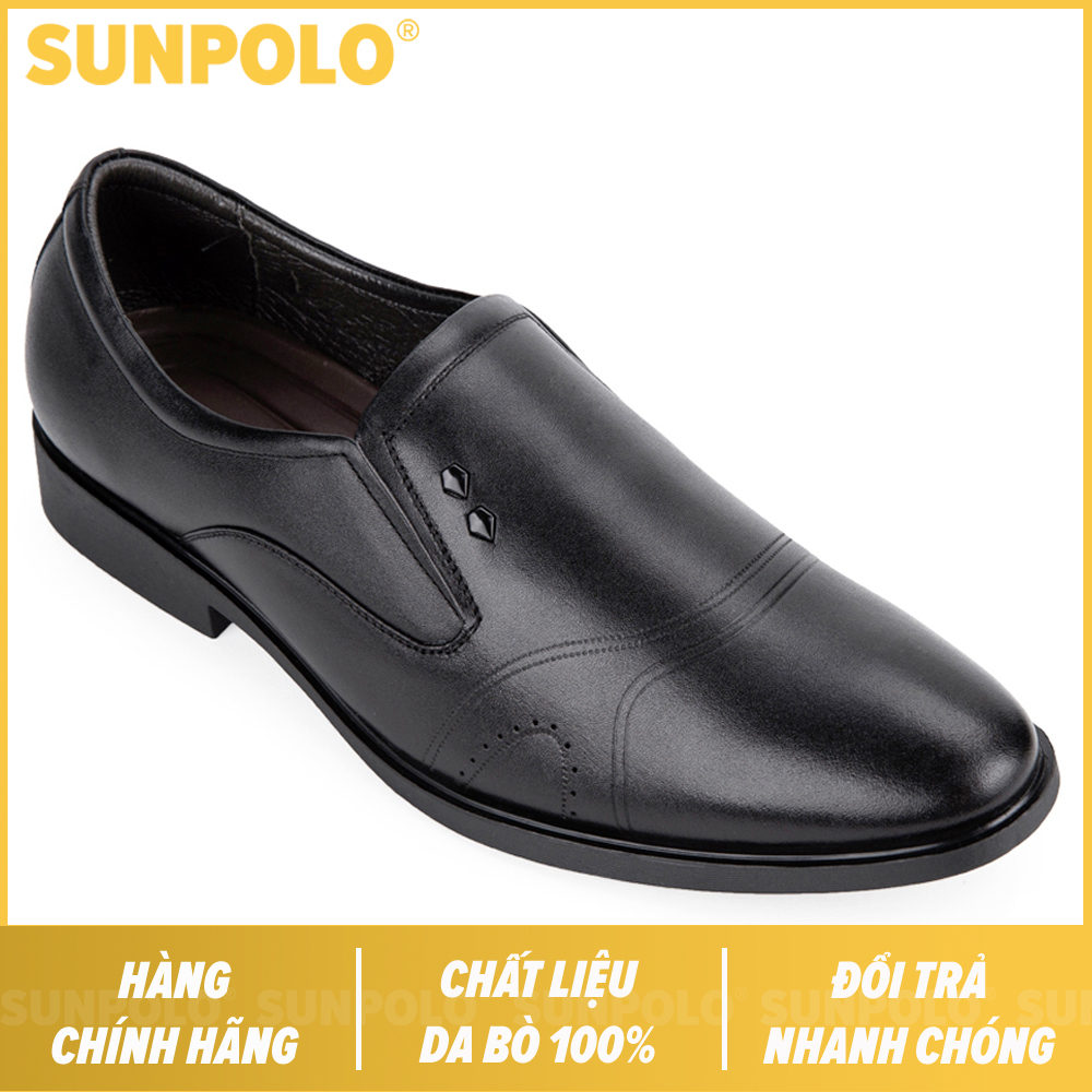 Sunpolo Sph310 Men's Cowhide Office Shoes (Black, Cow Brown)