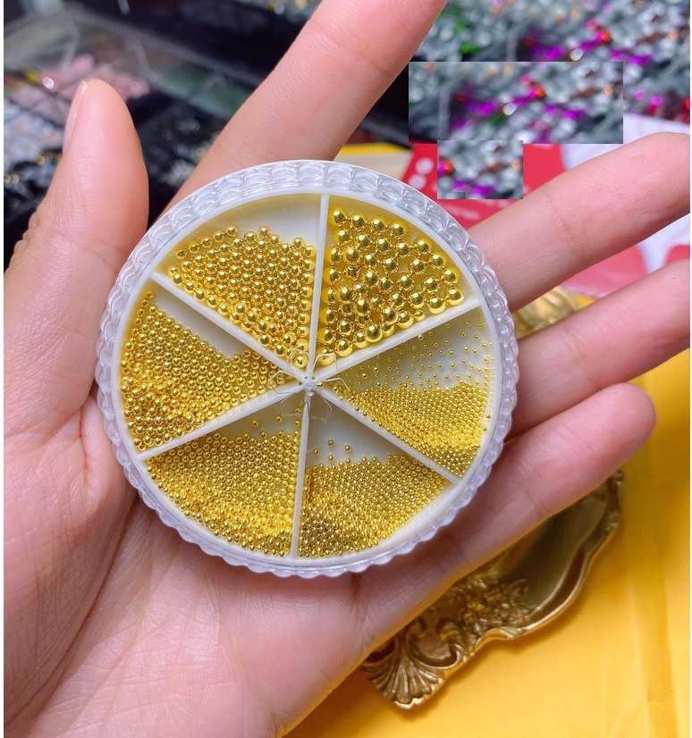 Set Bi Kim Loại Vàng Đính Móng Trang Trí Nail - sinailmi