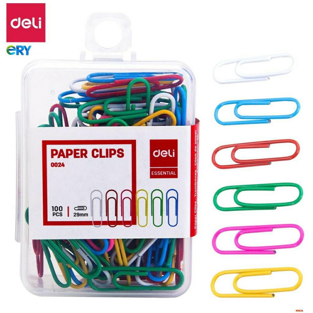 [HCM]Hộp 100 cái ghim vòng màu 29mmDELI 0024