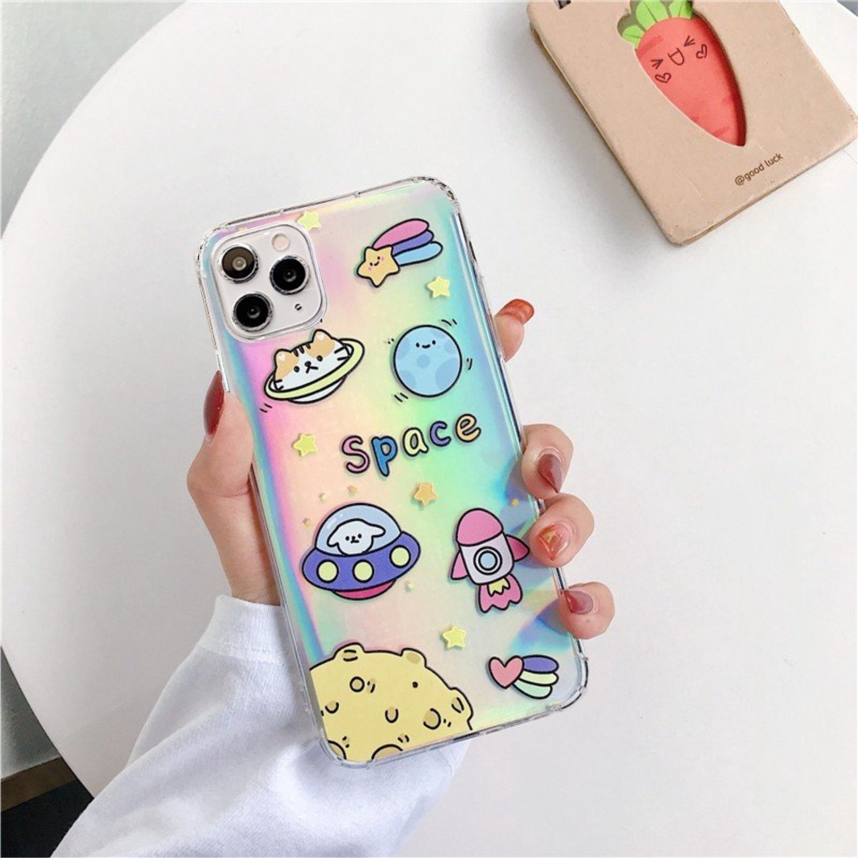 Ốp Lưng Silicon Chống Sốc Space Cartoon ( Kèm Miếng Phản Quang )