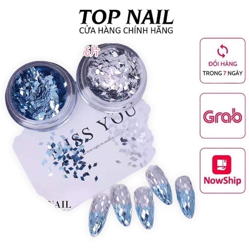 Set 2 hũ nhũ sequin hình thoi trang trí móng