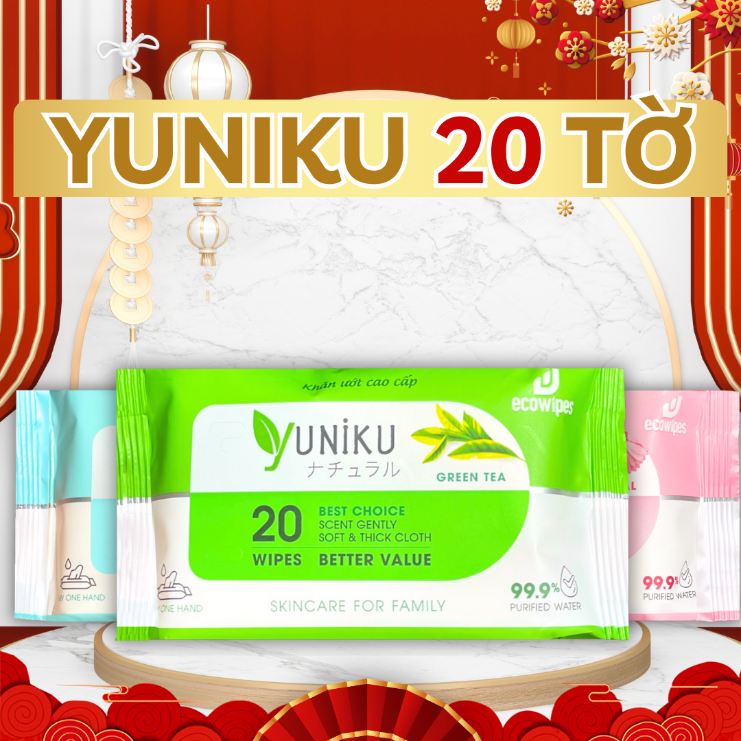Khăn giấy ướt cao cấp 20 Tờ Yuniku (HÀNG CHÍNH HÃNG)