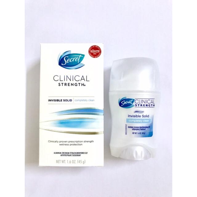 Lăn khử mùi Secret Clinical Strength Invisible Solid 45g - MỸ