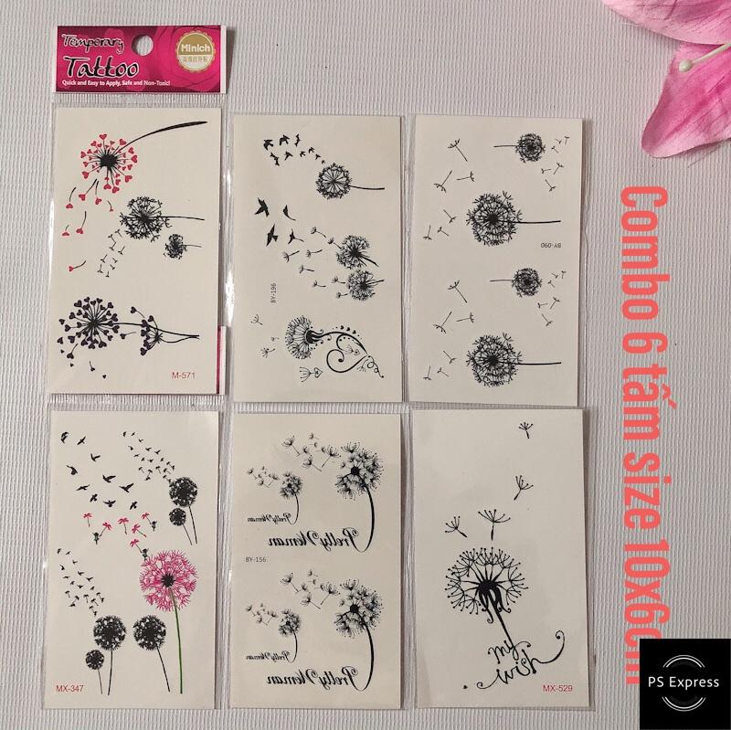 [HCM]Combo 6 tấm hình xăm dán bồ công anh xinh xắn 10x6cm (mua 2 combo tặng bắp tay mini10x20cm)