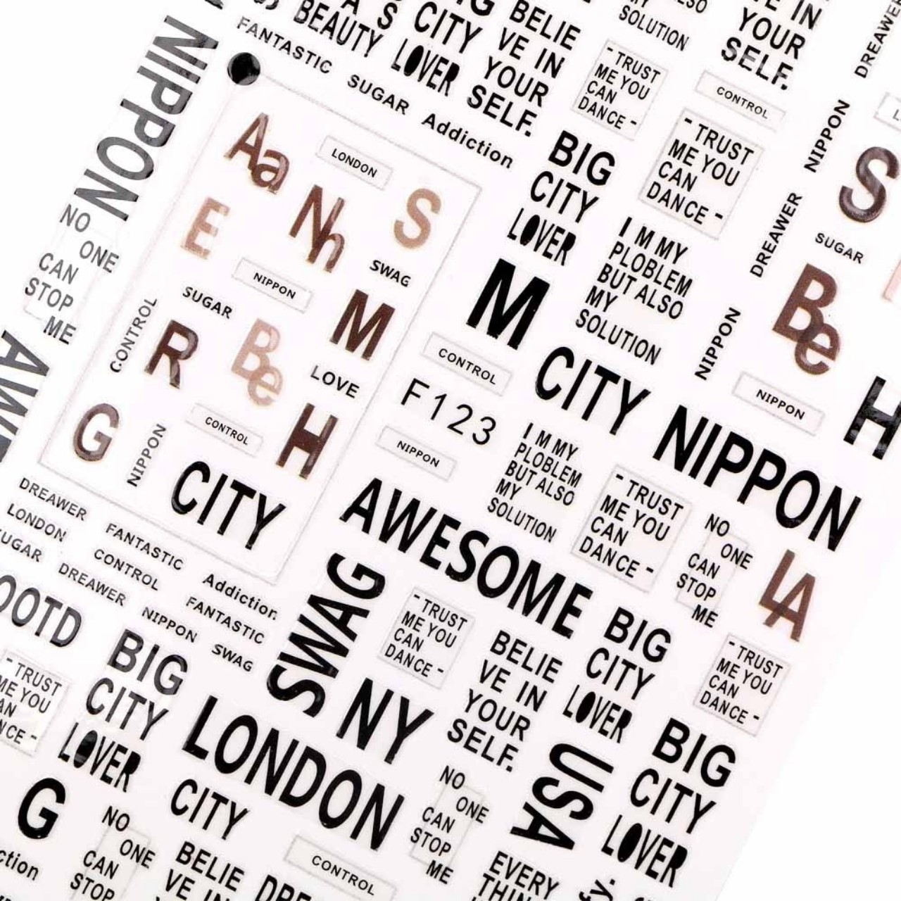 Sticker 3D chữ - Hình dán 3D trang trí móng BYH049