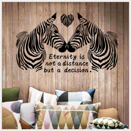 HCM Decal trang trí tường Cặp đôi ngựa vằn đen