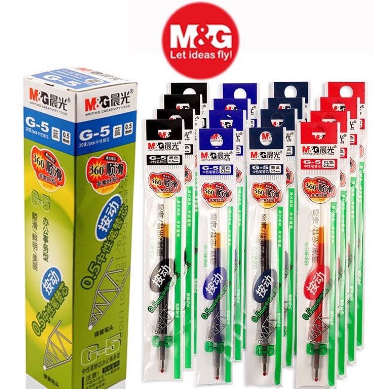 Hộp 20 cây ruột bút bi nước gel m&g.