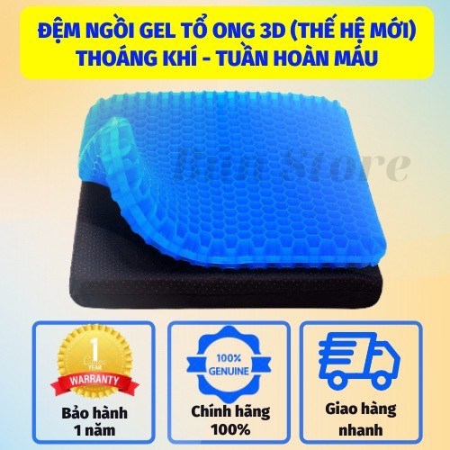 Đệm lót ghế, 3D thoáng khí gel 2 Lớp cao cấp, nệm cao su non