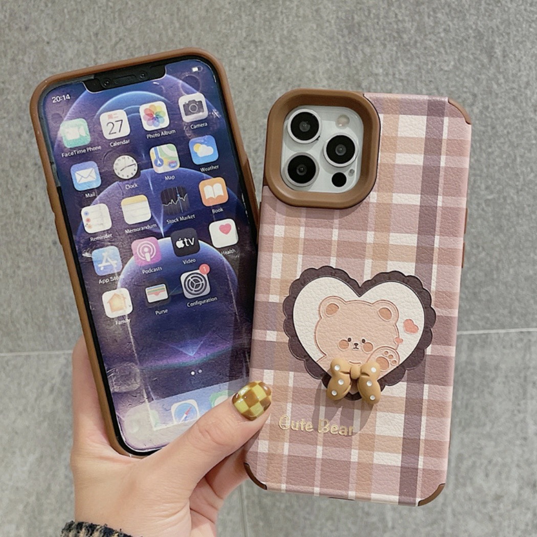 Ốp dẻo full viền gấu nâu caro