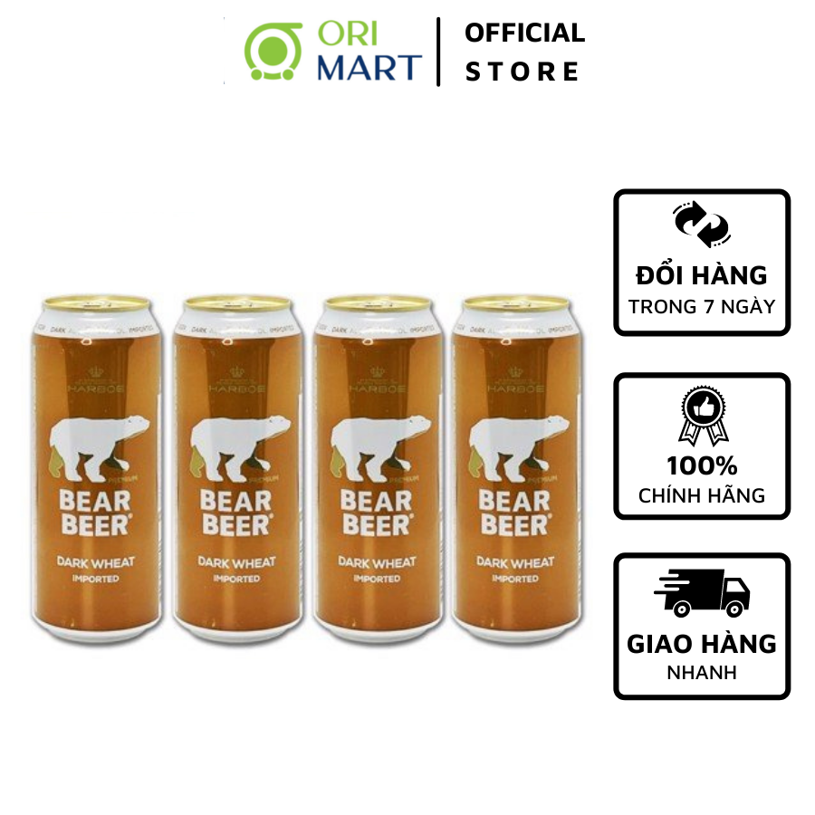 [HCM]Combo 4 Lon Bia Bear Beer Dark Wheat Imported 5.4%