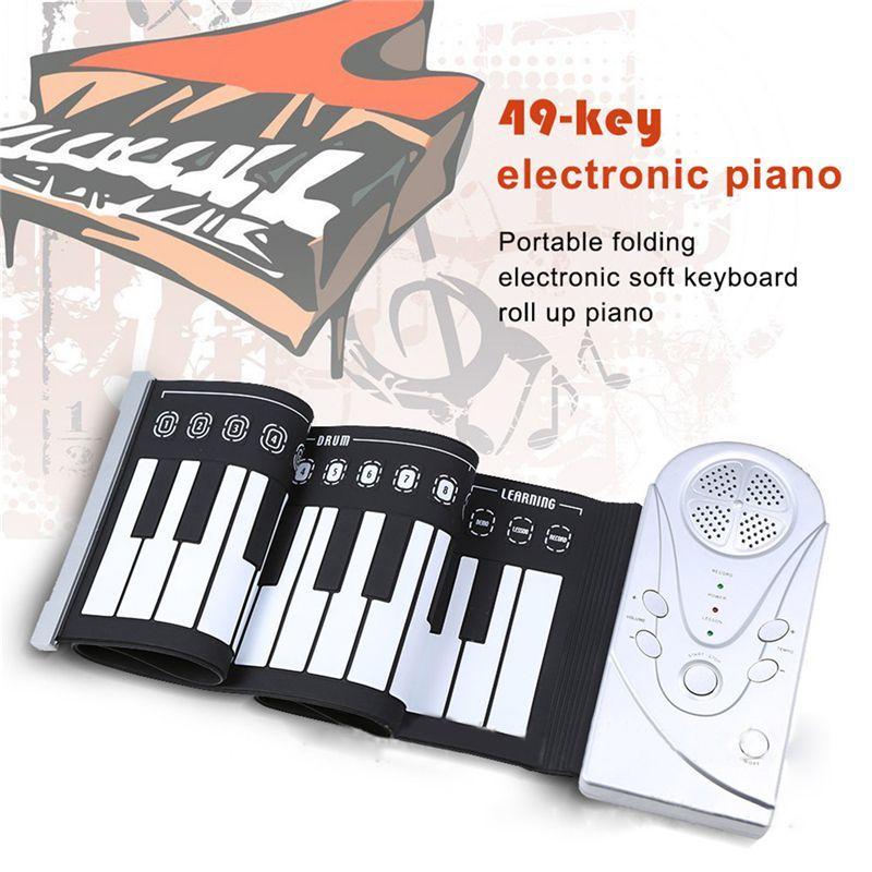49 key speaker hand roll electronic piano portable folding electronic soft keyboard roll up the piano