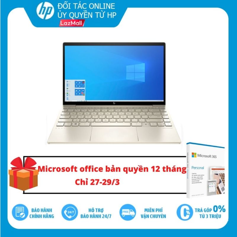 [TẶNG OFFICE 365 BẢN QUYỀN]Trả Góp 0% - Laptop HP Envy 13-ba1028TU 2K0B2PA(i5-11135G7/8Gb/512GB SSD/13.3FHD/VGA ON/Win10+Office Home & Student/Gold) Hàng Chính Hãng