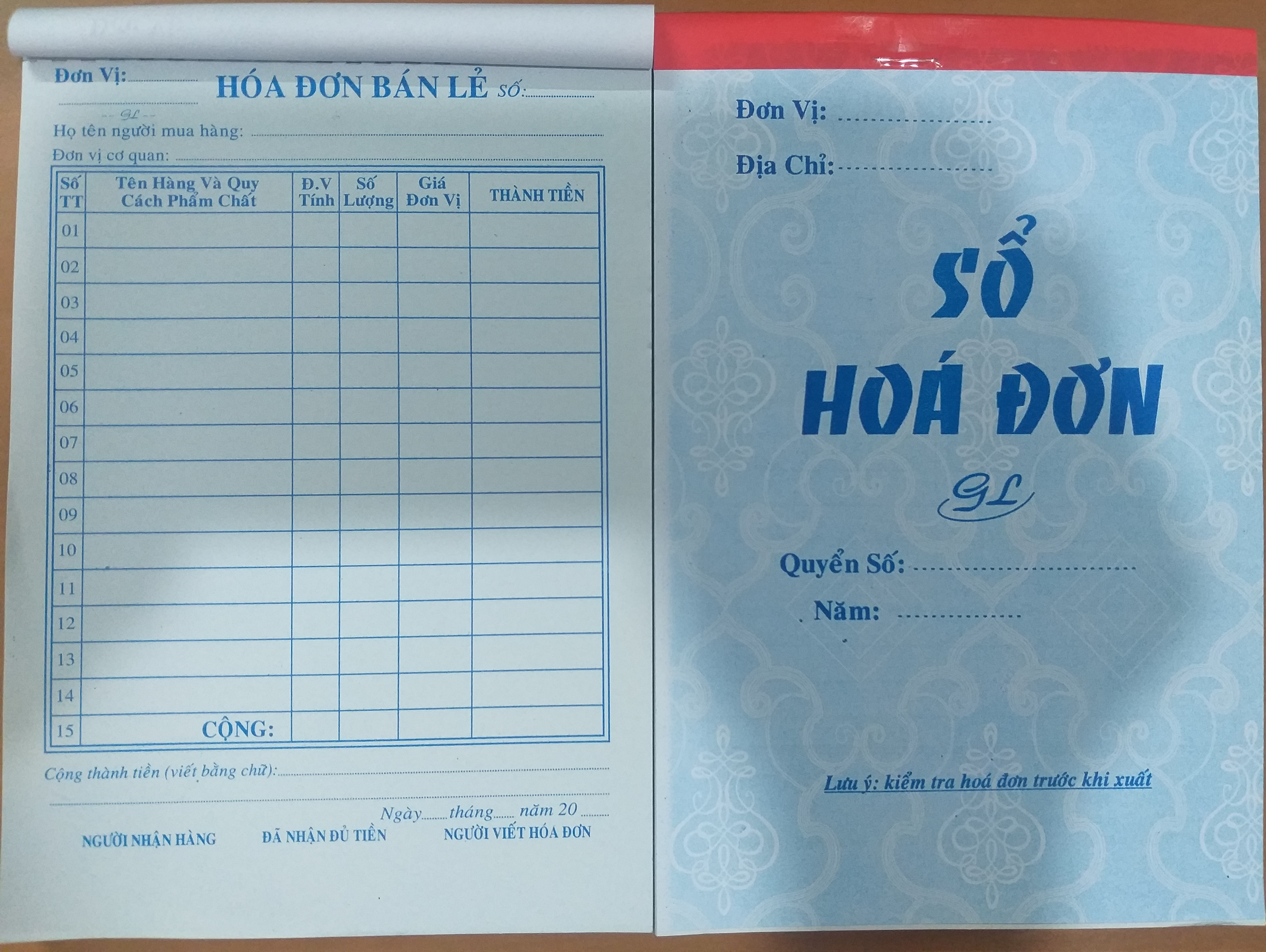 BỘ 5 CUỐN HÓA ĐƠN BÁN LẺ