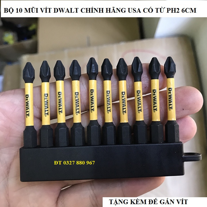 Bộ 10 mũi vít dewalt hàng nhập mỹ ph2 - 6cm chính hãng loại xịn
