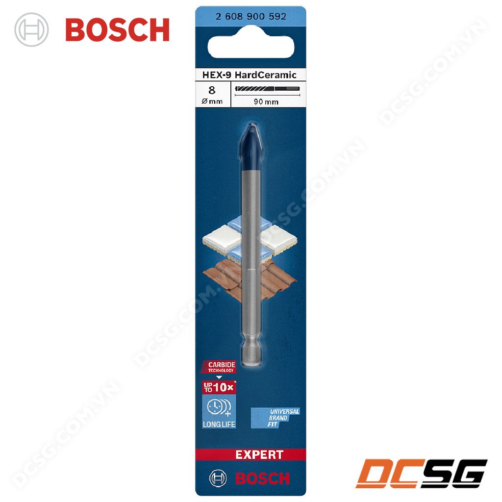 Mũi khoan gạch cứng chuôi lục giác expert hex-9 hard ceramic bosch dcsg