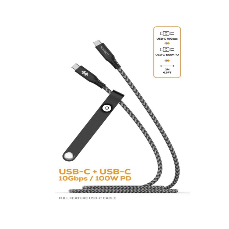 Cáp Chuyển  Usb-C to Usb-C 2M HyperDrive Data & Charging 10GBPS + 100W