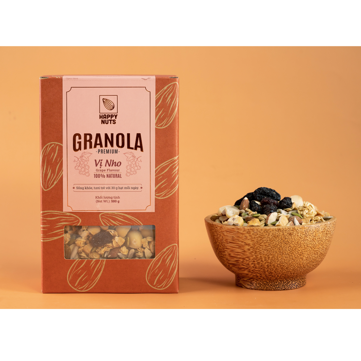 Granola vị nho mix HAPPY NUTS 500gr