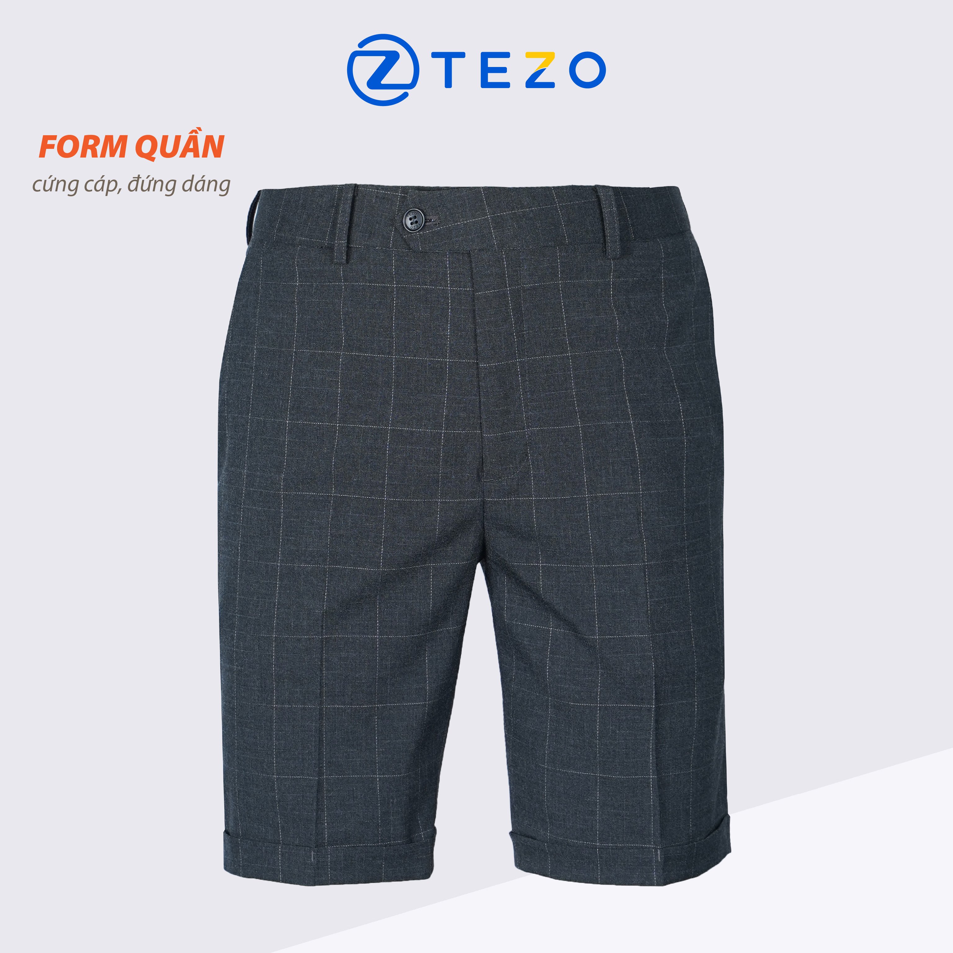Quần ngố vải nam quần short nam kẻ caro Tezo 23QNVC005