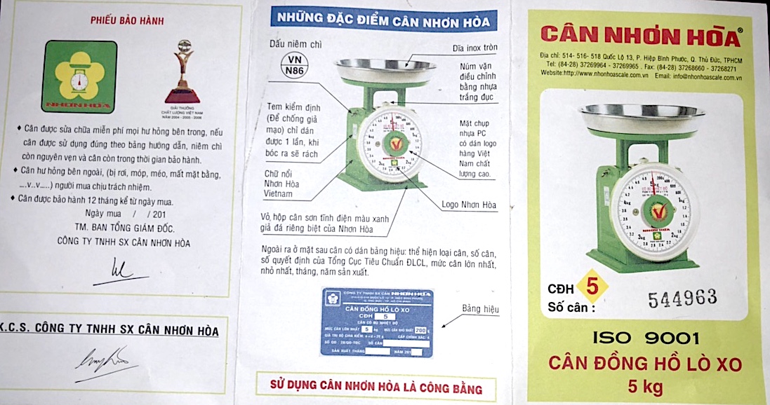 Cân đồng hồ Nhơn Hòa 150kg