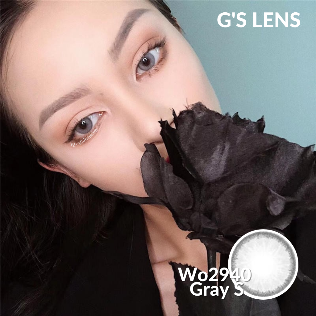 Lens mắt kính áp tròng xám tây best seller giãn ít size s 14.2mm có 0 đến 6 độ cận lệch độ wo2910 gray g's lens