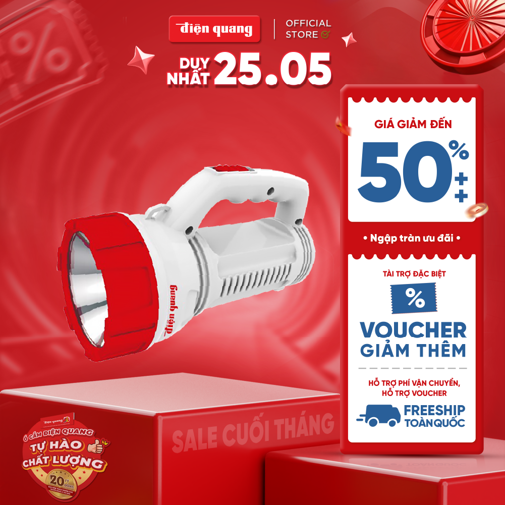 Đèn Pin LED Điện Quang ĐQ PFL08 (Pin sạc) bảo hành 12 tháng