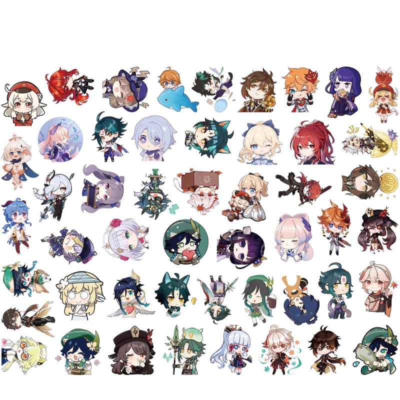 Sticker/ Hình dán Genshin Impact 50 miếng