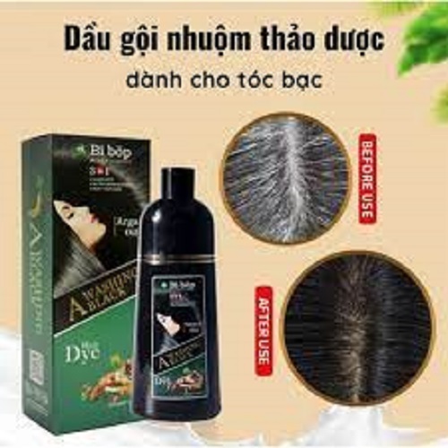 Dầu Gội Phủ Bạc Màu ĐEN/NÂU 500ml Gội Là Đen Không Cần Nhuộm Tóc, Thành Phần Tự Nhiên, Lành Tính