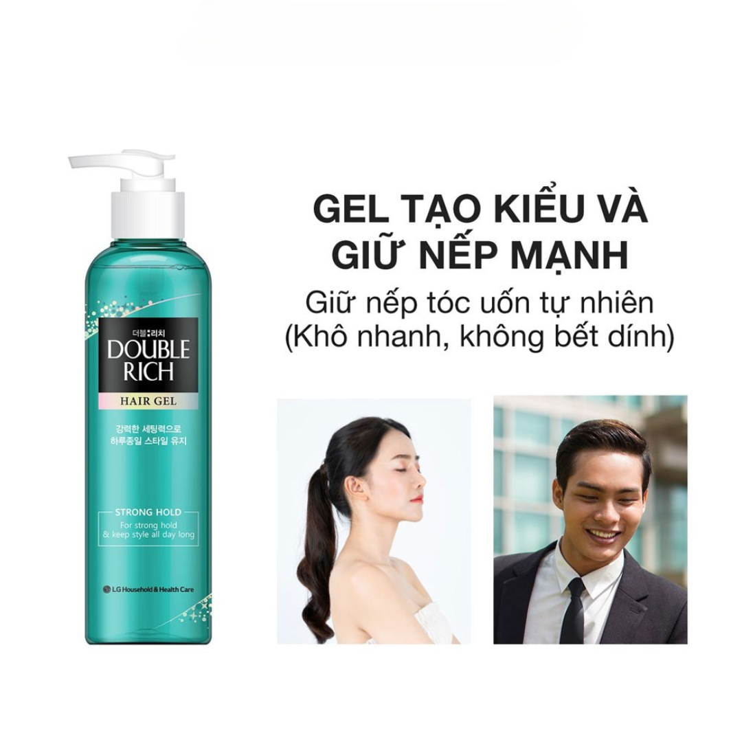 Gel Tạo Kiểu Double Rich Strong - Giữ Nếp Uốn Tóc 250ml