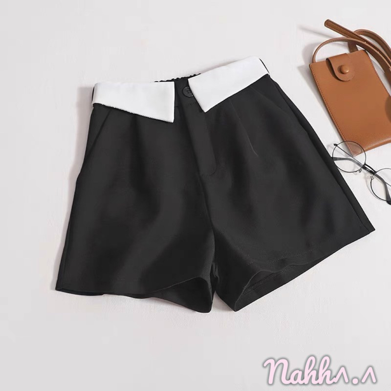 Quần đùi nữ quần short nữ cạp cao thiết kế cạp chun sau thoải mái Quần Soóc Nữ Chất Tuyết Mưa