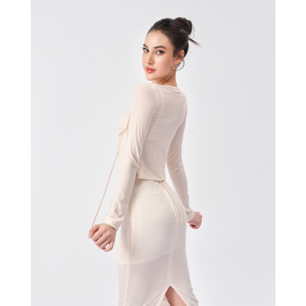 Set áo cúp, cardigan và váy midi CHOUX SET- Tipblu