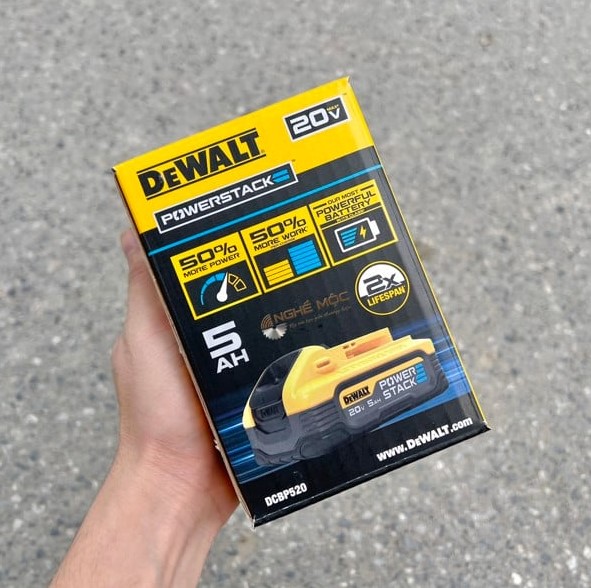 Pin 5a 20v PowerStack Dewalt DCBP520 (hỗ trợ 50% sức mạnh cho máy)