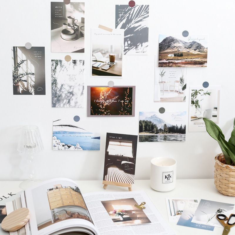 [15 tấm ] Set postcard decor - Sticker tròn