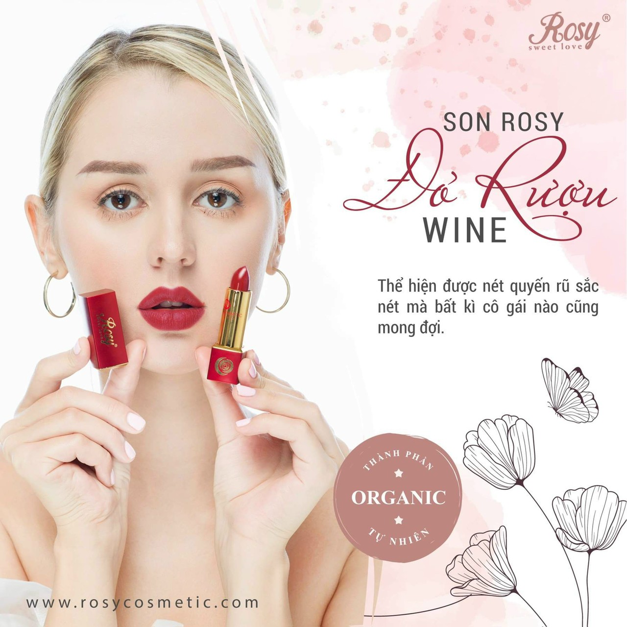 Son Sáp Rosy Siêu Lì Chính Hãng 100% Kèm Phiếu Bảo Hành Full Màu
