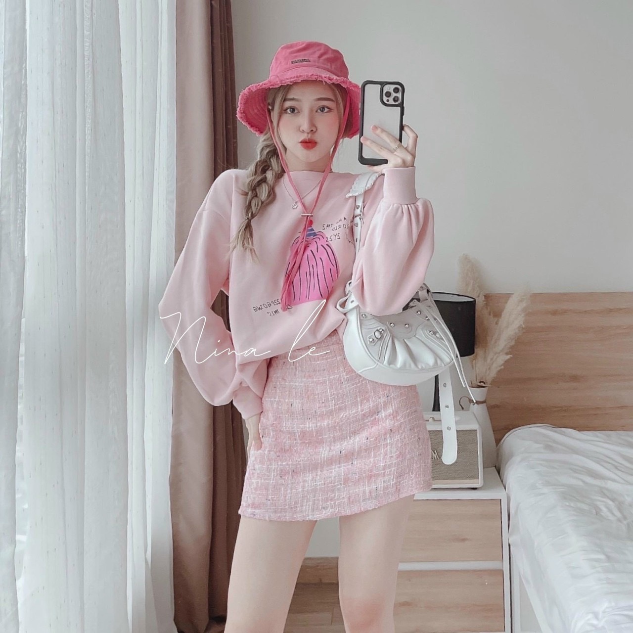Sét bộ áo nỉ chân váy dạ hàng bao hot.