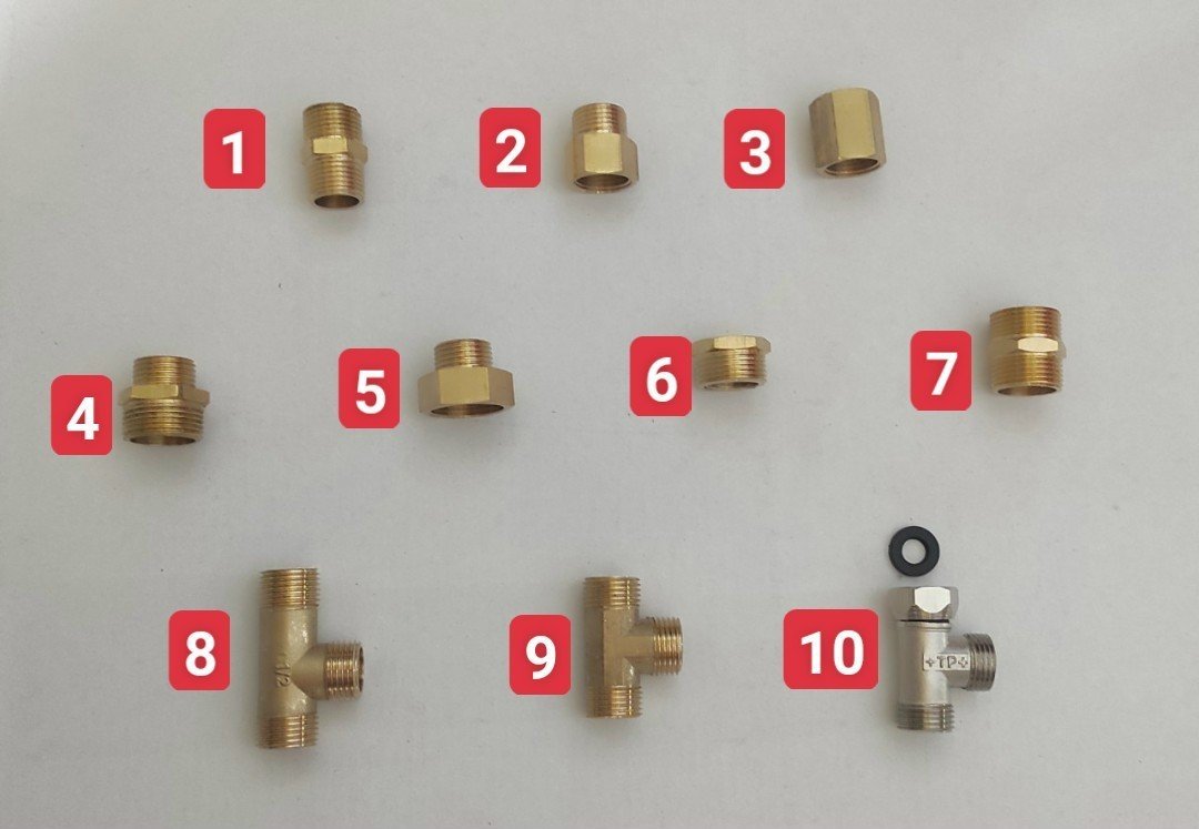 Brass connector, connector brass 2 head lace outside, double brass-brass nipple fitting