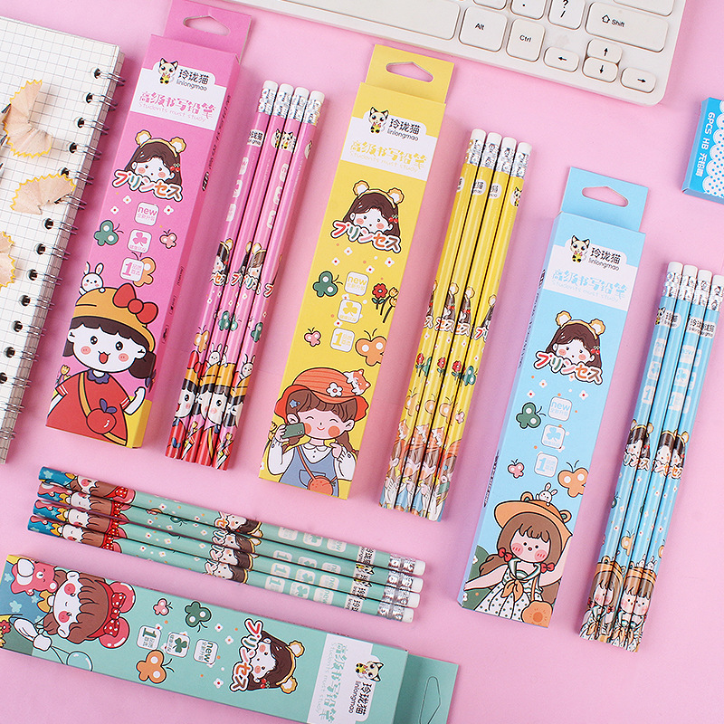 Hộp 10 bút chì cô bé hoạt hình cute