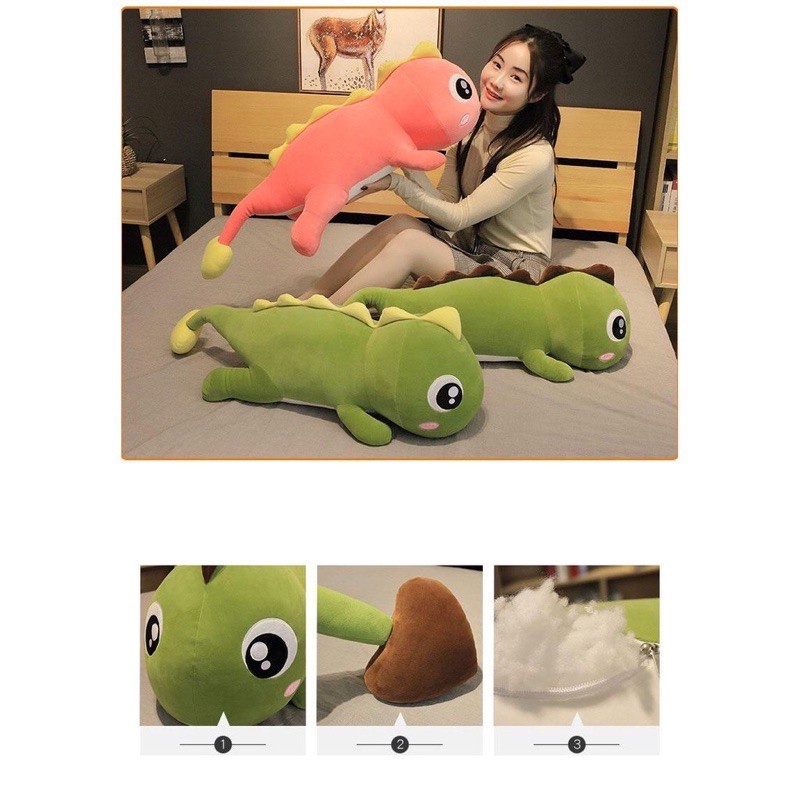 Gấu bông to khổng lồ thú nhồi bông khủng long đuôi tim gối ôm hình thú giá tại xưởng 65cm