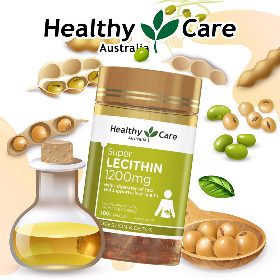 Mầm đậu nành healthy care super lecithin 1200mg (100 Viên) Qùa Tặng Mẹ