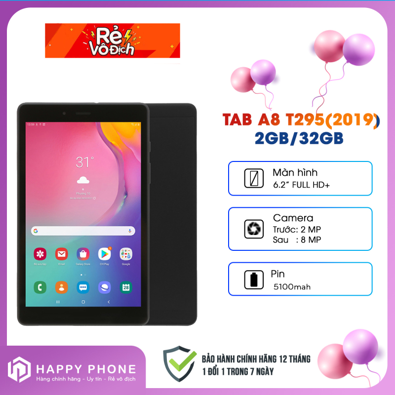 [HÀNG CHÍNH HÃNG] Máy tính bảng Samsung Galaxy Tab A8 T295 (2019) ROM 32GB RAM 2GB 2019 Đen - Màn hình 8 inch + Pin 5100 mAh. Máy mới 100%, nguyên seal. chính hãng