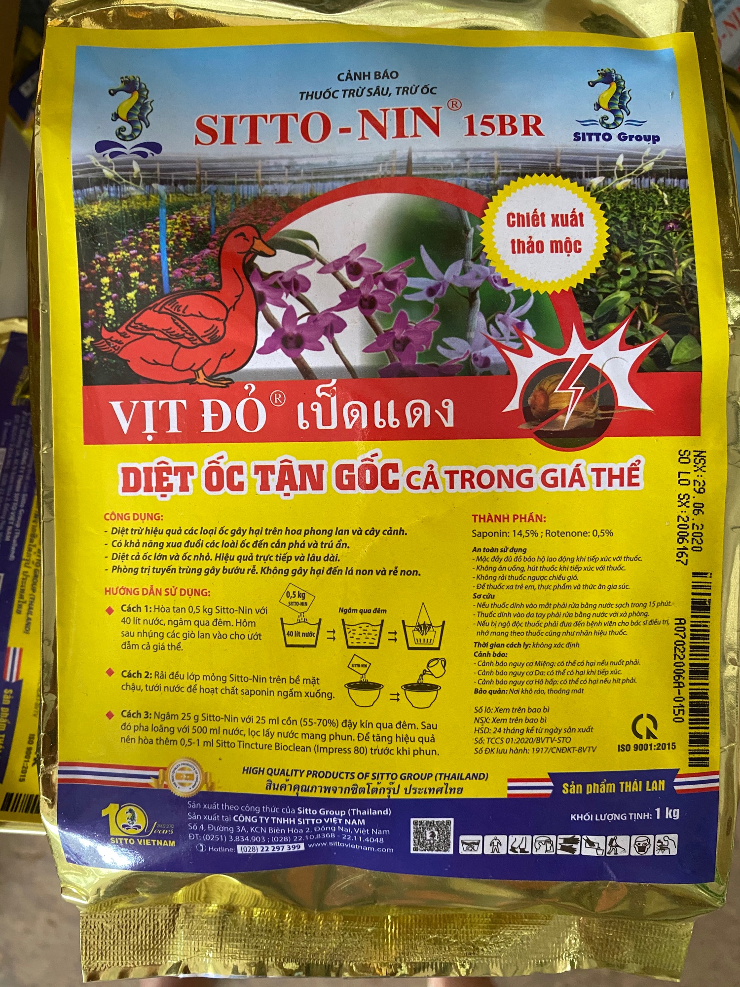 Thảo Mộc Trừ Ốc Sitto-Nin (Vịt Đỏ) Gói 1KG