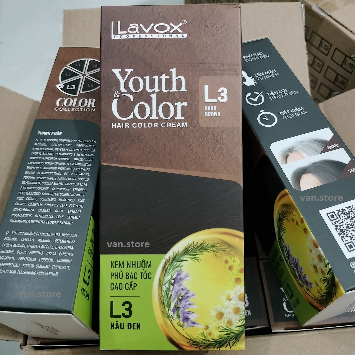 [HCM](ĐỦ MÀU) NHUỘM PHỦ BẠC CAO CẤP SIÊU DƯỠNG LAVOX  60mlx2