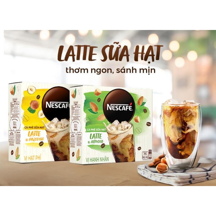 Combo 2 hộp cà phê hoà tan Nescafe latte sữa hạt (2 hộp x 20 gói x 24g)