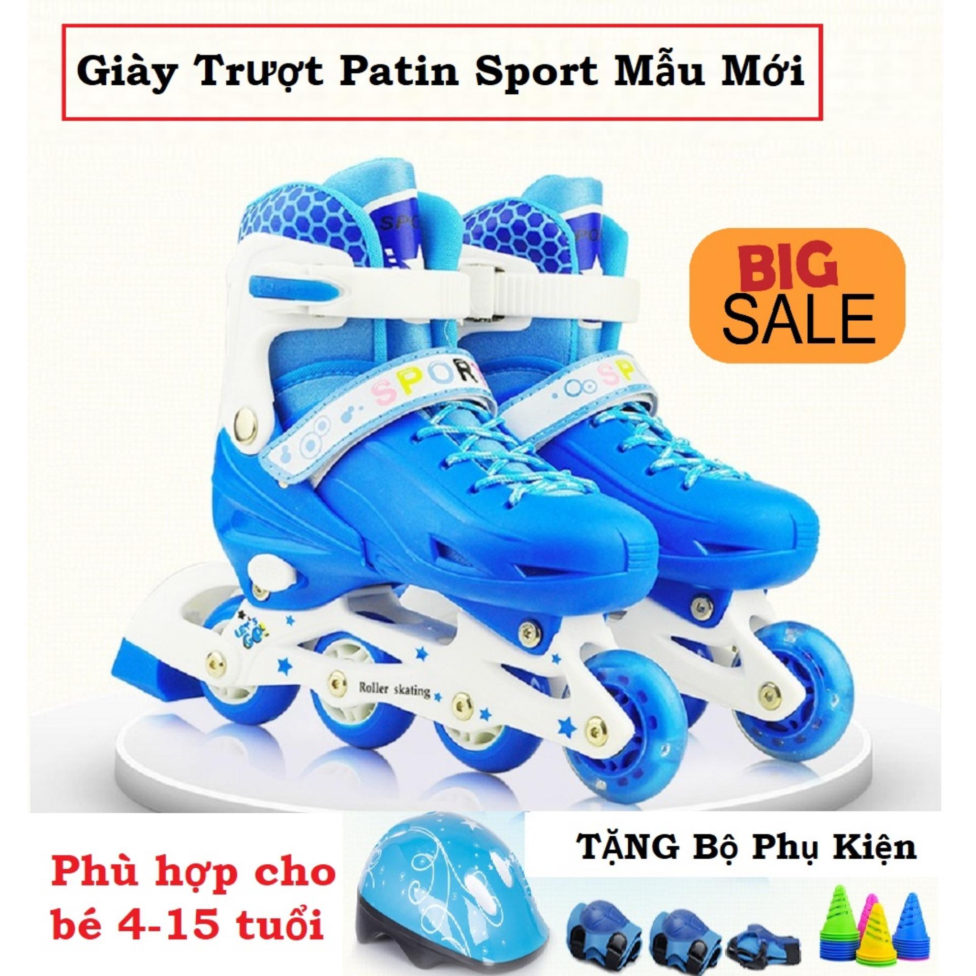 Giá bán Giầy trượt patin uy tín, Gia Ca Giay Truot Patin, Giầy Trượt Patin Trẻ Em TẶNG Bộ Phụ Kiện Thiết Kế 4 Bánh Dọc Vòng Bi Độ Cứng ABEC 7 Chịu Lực, Không Mài Mòn, An Toàn Cao.