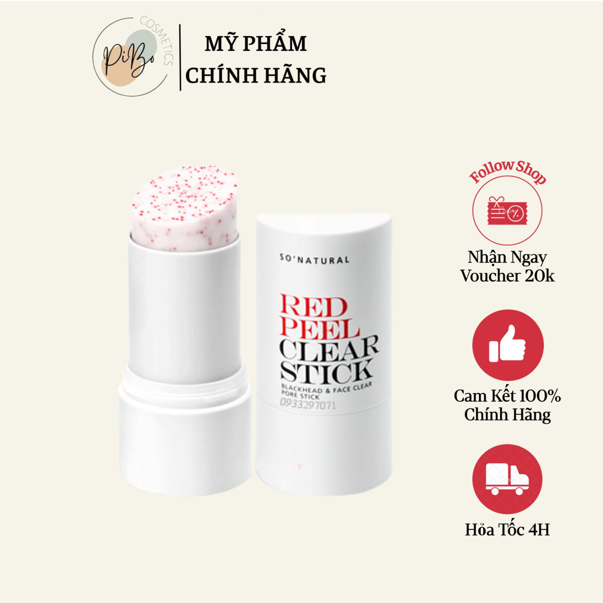 THANH LĂN GIẢM MỤN ĐẦU ĐEN [So’Natural Red Peel Clear Stick]