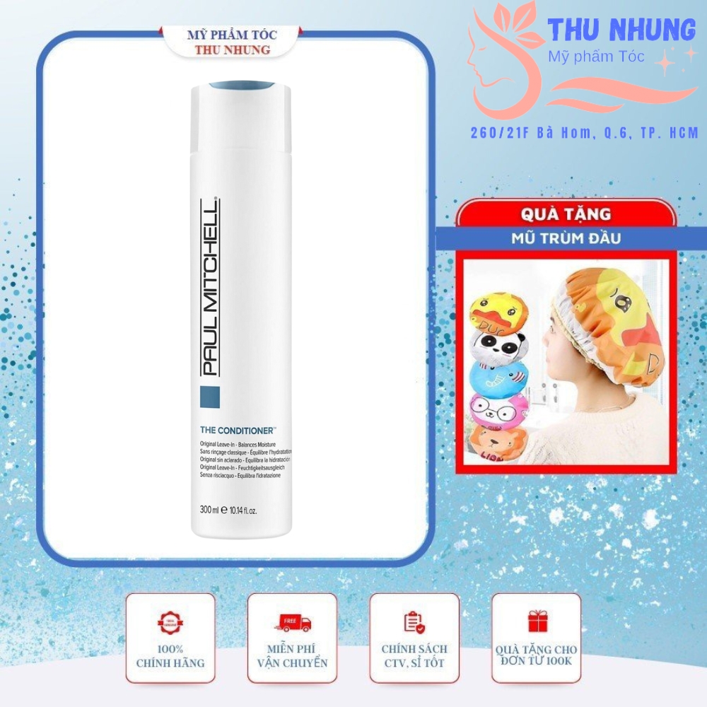 [+Tặng mũ trùm] Kem dưỡng ẩm xả khô Paul Mitchell The Conditioner Leave - in cho tóc khô hư tổn 300ml (USA)