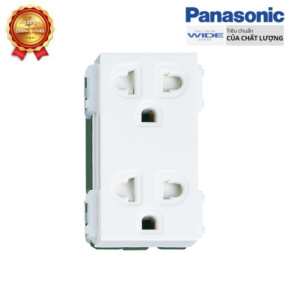 Ổ CẮM ĐÔI PANASONIC WIDE CÓ MÀN CHE VÀ DÂY NỐI ĐẤT WEV1582SW