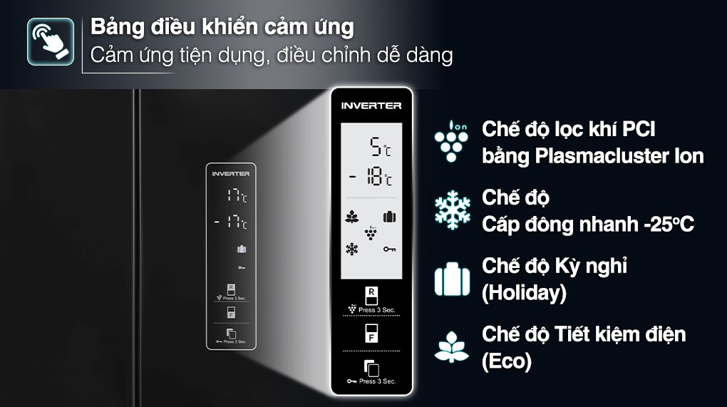 [TRẢ GÓP 0%] Tủ lạnh Sharp Inverter SBS 401 lít SJ-FXP480VG-BK (Giá áp dụng giao nội thành HN, HCM& các tỉnh liên hệ shop)