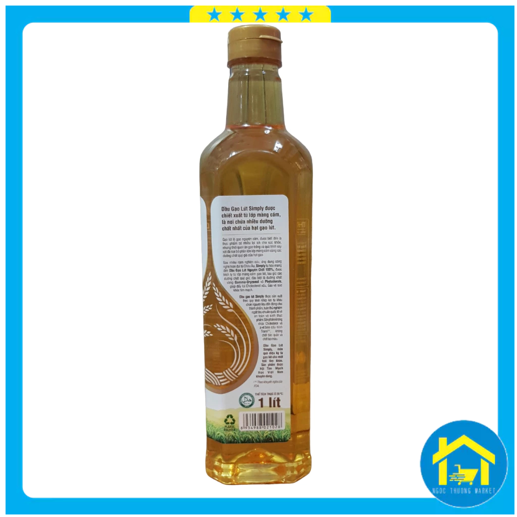 Dầu ăn gạo lứt Simply chai 1 lít