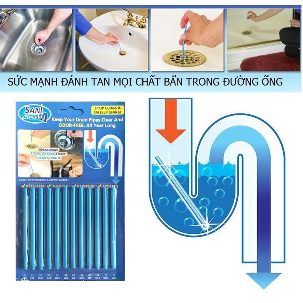 [HCM]Vỉ 12 Que Thông Cống Thanh Tẩy Rửa Cống Loại Mới (GIAO MÀU NGẪU NHIÊN )
